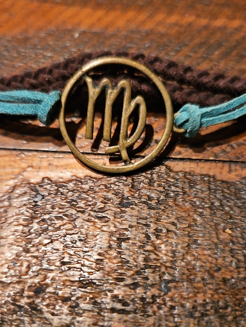 Virgo Zodiac Charm Bracelet - Teal and Brown